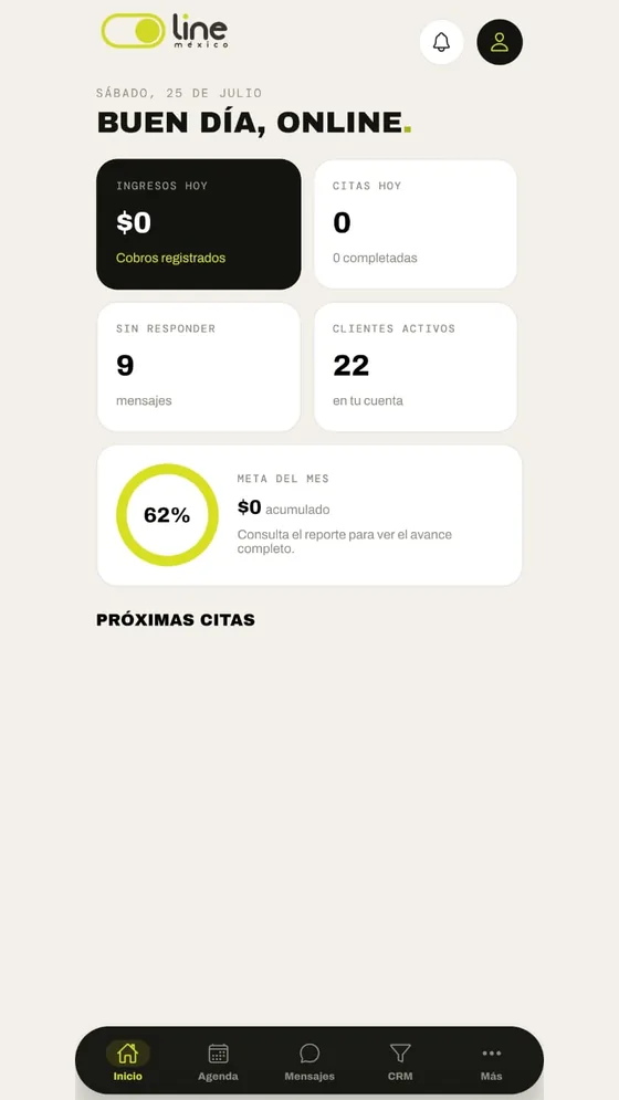 Pantalla de plantillas de mensajes en la app