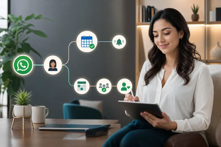 Diagrama que muestra cómo agendar citas por WhatsApp para psicólogos.