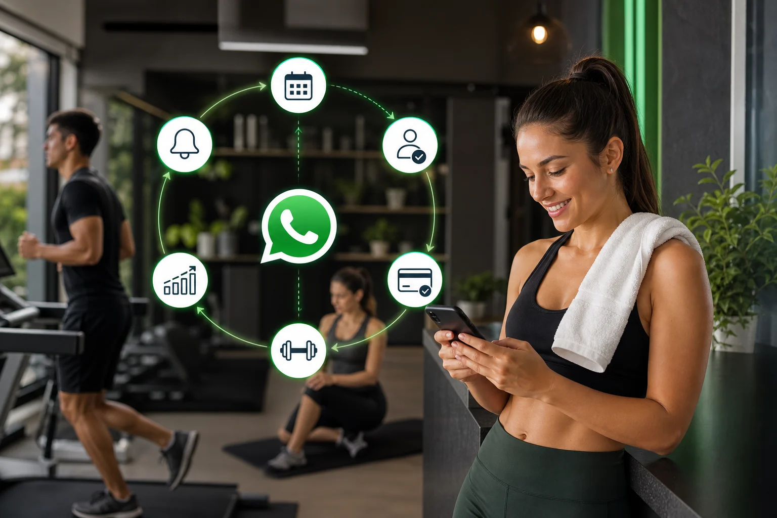 Diagrama de automatización gimnasio con WhatsApp