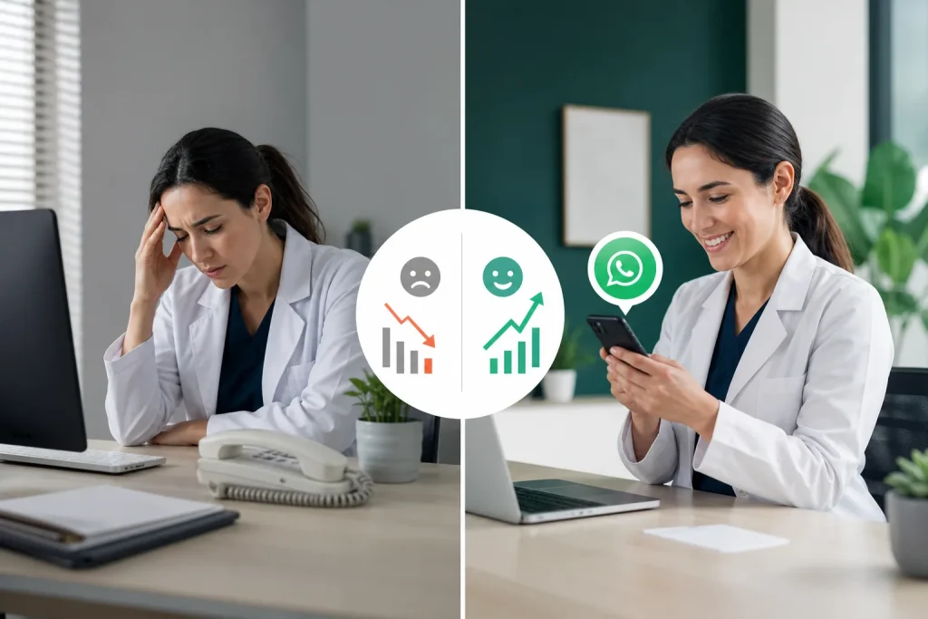 Comparativa del impacto del bot de WhatsApp en consultorios