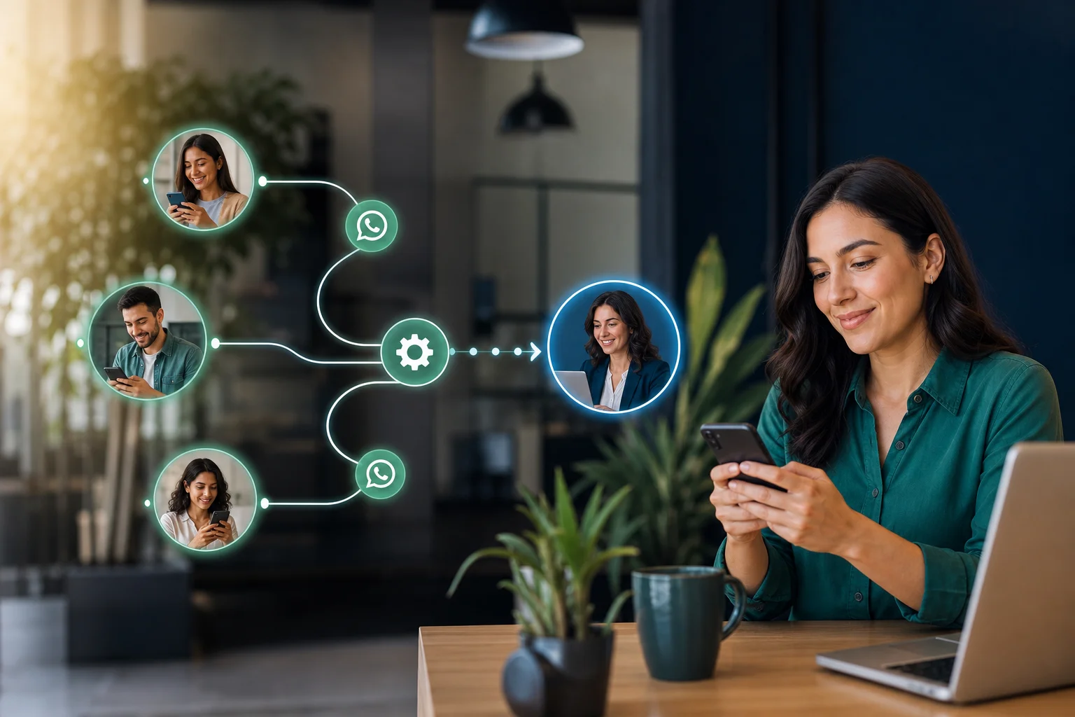 Diagrama de flujo de comunicación de WhatsApp