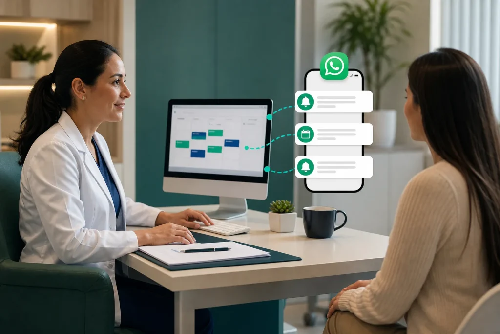 Consultorio médico utilizando WhatsApp para recordar citas.