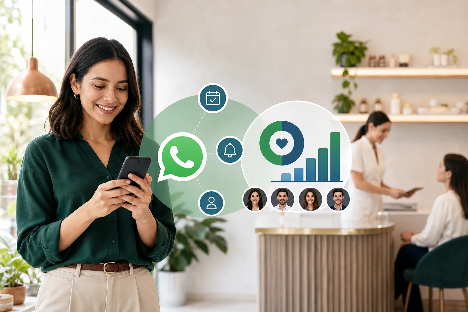 Infografía ilustrando la mejora en satisfacción del cliente con un asistente virtual en WhatsApp