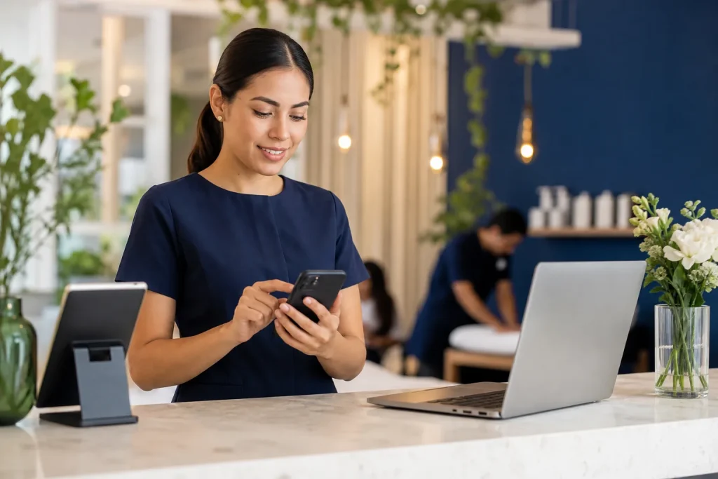 Pequeña empresa usando WhatsApp para atención al cliente