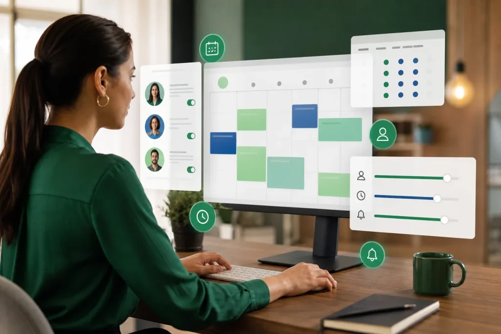 Configuración de horarios y servicios en una agenda