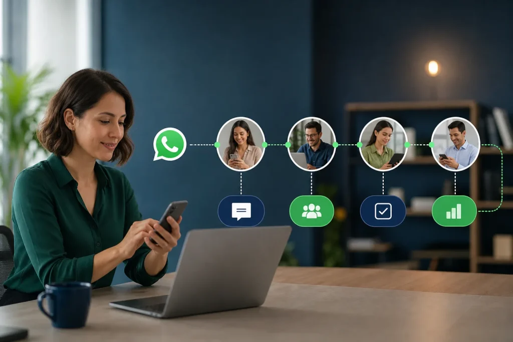 Diagrama sobre flujo de trabajo en ventas por WhatsApp.
