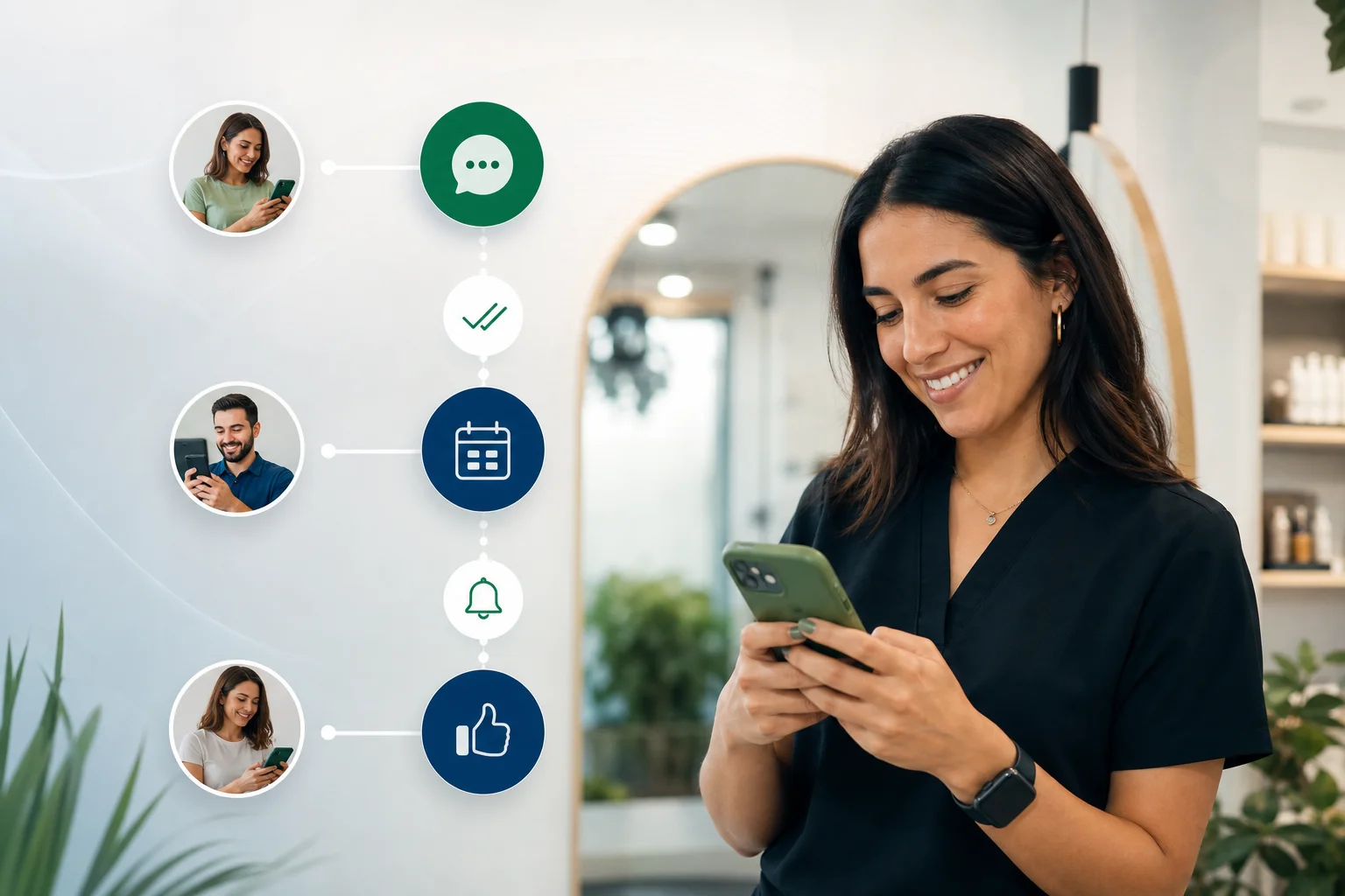 Flujo de mensajes efectivos para confirmar citas en WhatsApp.